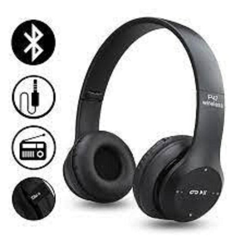 P47 Wireless Headphones | Bluetooth Foldable Headset with Microphone Support FM Radio TF for PC TV Smart Phones & Tablets